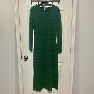 Chic Long Sleeve Green Dress